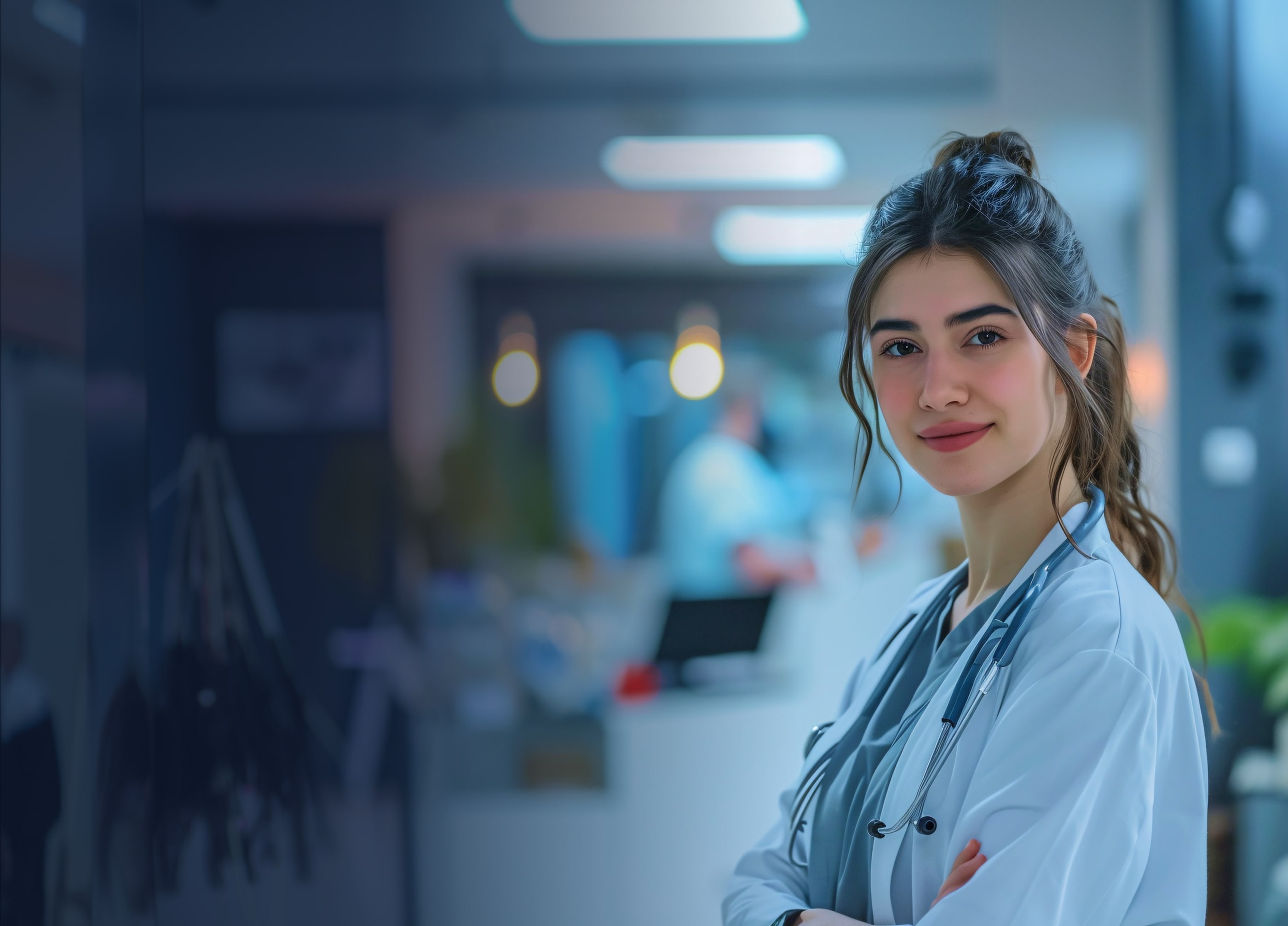 Online doctor ready for a video consultation with HealthClino in Europe